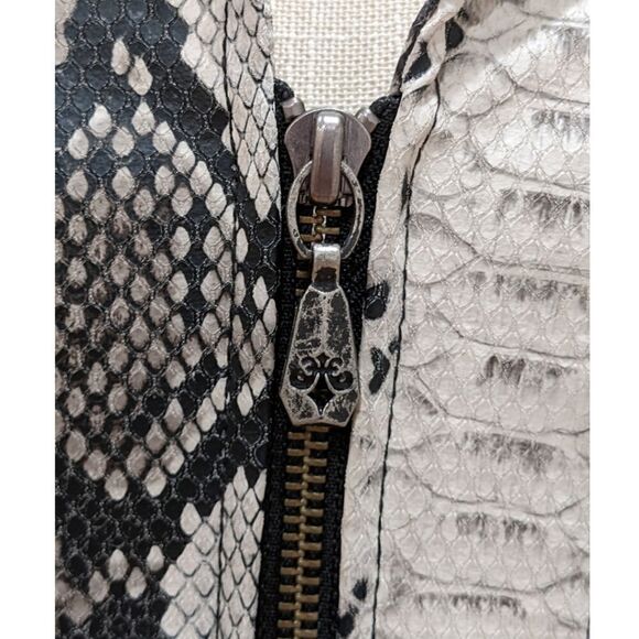 NWOT Affliction Women's Faux Snake Print Full Zip Moto Jacket Size XS - Picture 9 of 12